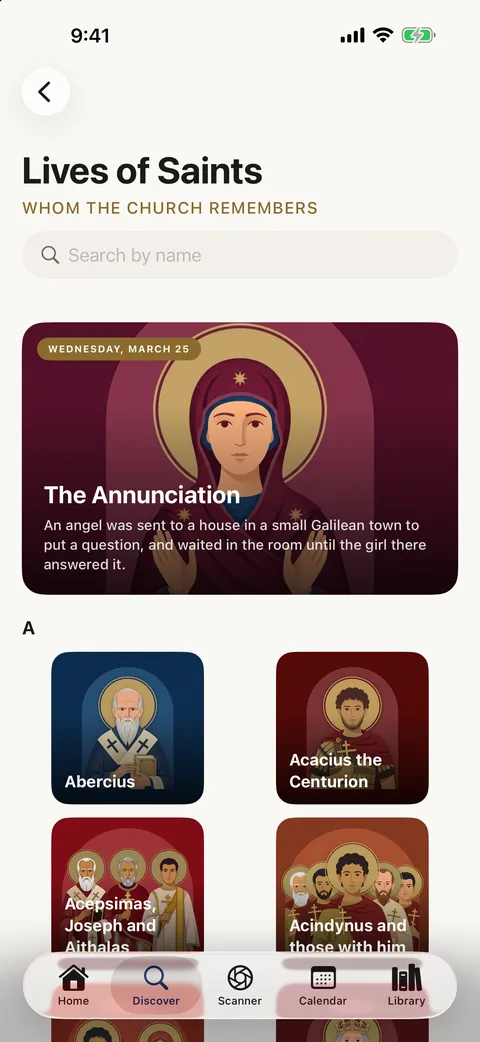 Lives of the saints, with a portrait beside many of them